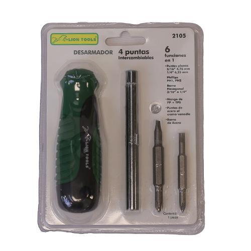 Desarmador 4 Puntas Intercambiables [Lion Tools]