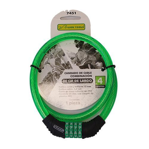 Candado Cable Combinacion 80Cm 4 Digitos [Lion Tools]