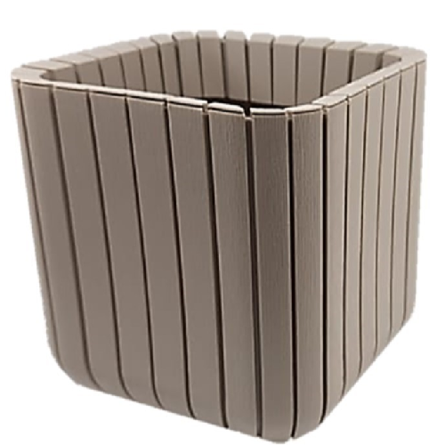 MACETA OLIVIA CUADRADA 8" BLANCA/GRIS TOPO [CUBASA]