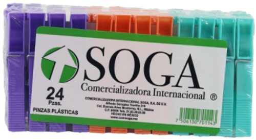PINZAS PLASTICAS, C/24 PZAS [SOGA]