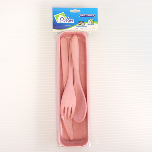 CUBIERTOS SETB PLASTICO 3PZS Y PORTA CUBIERTOS [YULIANA]