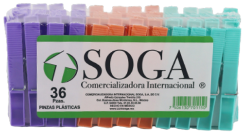 PINZAS PLASTICAS, C/36 PZAS [SOGA]